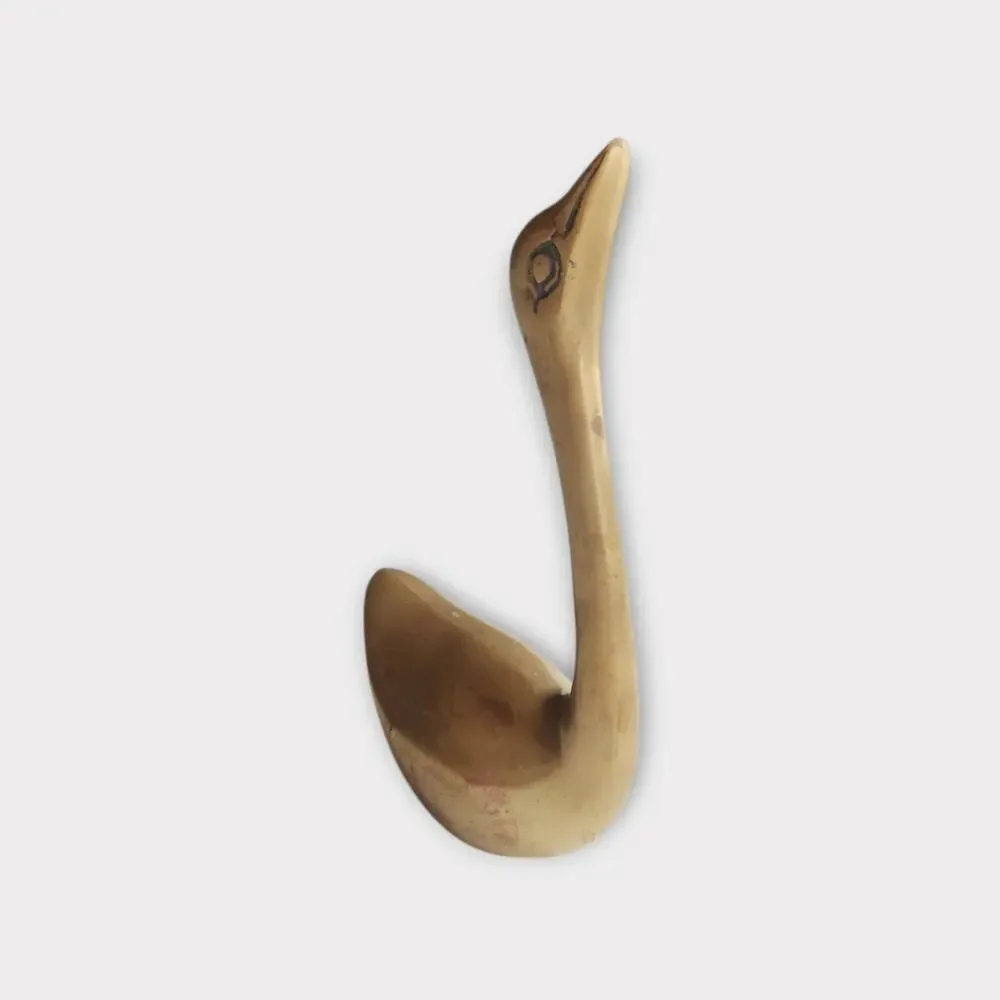 Vintage Brass Bird Figurine MCM Minimalist Duck Goose Shelf Decor